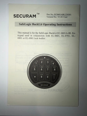 SecuRam - SafeLogic - BACK LIT- Electronic Keypad  (KEYPAD ONLY) - CNC Finish